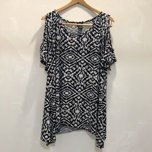 Print Cold Shoulder Top